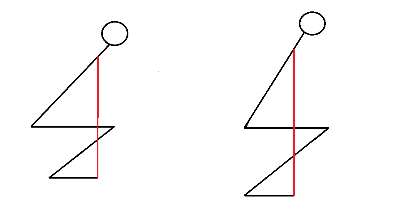 Illustration comparative d'une personne avec les tibias longs et les tibias courts lors d'un squat